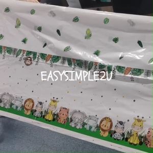 Wild One Q Safari Jungle Animal Lion Giraffe Tiger Birthday Party Supplies Table Decoration Disposable Tableware Flag