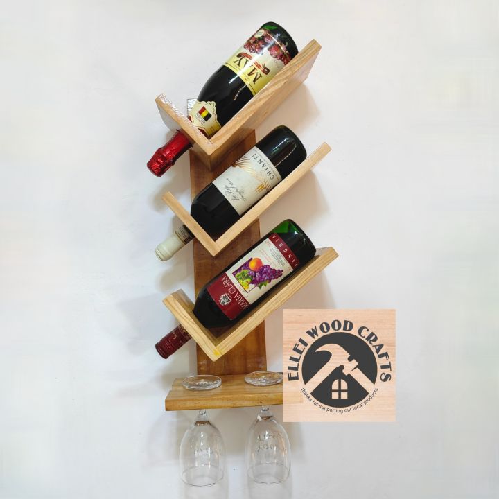 Wooden Wine Rack Wallmounted 2 to 5 Layers Lazada PH