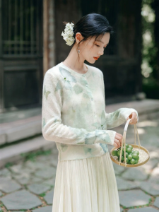 XIANGYING | Embroidered Chinese Style Butterfly Beaded Womens Knit Cardigan