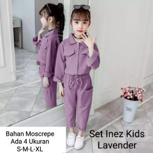 Oneset Kemeja Anak Perempuan Lengan Panjang Celana Panjang/Set Inez Kids 3-11 Tahun Matt Moscrepe