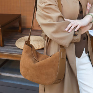 Soft suede cowhide womens diagonal shoulder bag luxury designer brand womens high-quality pillow bag autumn and winter