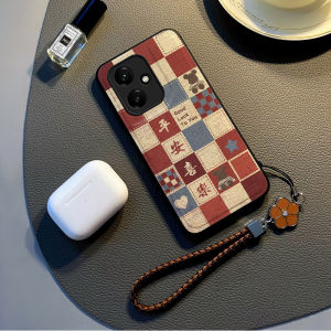 Honor 400 Phone Case New Style Silicone Protective Cover Anti-Fall Cloth Pattern Womens Model with Lanyard Trendy Simple Shell