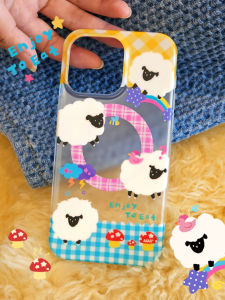 เคสโทรศัพท์มือถือแบบครอบเต็มลายสก็อตหมากรุกสีสันสดใสดูดซับแม่เหล็กแบบสองชั้นใสสำหรับ Apple iPhone 16 pro Max 15 pro 14