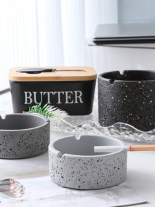 Nordic Style Ins Stylish Good-looking Cement Ashtray For Home Office Commercial Hotel Homestay Cigarette Dish Large Capacity