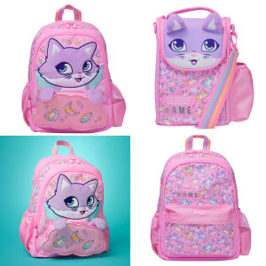 กระเป๋าเป้สะพายหลังเด็ก Smiggle Australia ความจุขนาดใหญ่ ลายการ์ตูนน่ารัก กระเป๋าเป้สะพายหลังแบบสะพายไหล่คู่สำหรับนักเรียนประถมศึกษาและอนุบาล