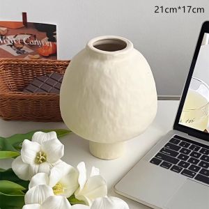 Elegant Black French Style Flower Vase Wabi Sabi Coarse Ceramics Living Room TV Cabinet Decorative Accessories Luxury Sensation Retro Home Decor