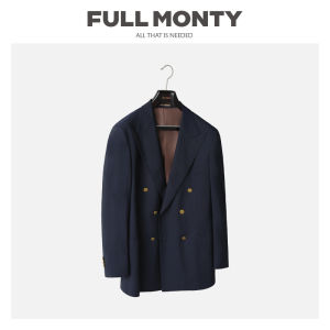 Wool Mens Business Casual Suit Navy Blue Slim Fit