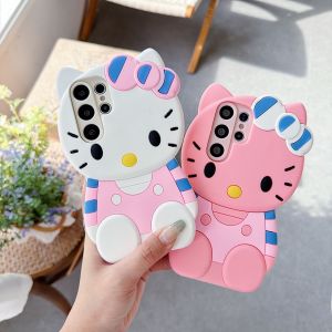 Sanrio | Cute Cartoon Stripe Hello Kitty Phone Case For Samsung Galaxy S26 S25 S24 S23 S22 S21 Plus Ultra FE A14 A15 A16 A53 Phone Cover