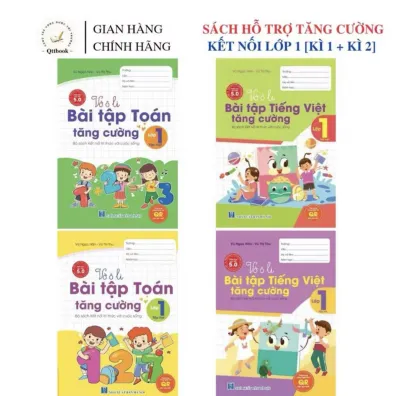 Sách - [Lớp 1 - Kết nối tri thức] - (Bộ 4 quyển ): Vở ô li bài tập Toán Tiếng Việt tăng cường lớp 1 (tập 1 tập 2)