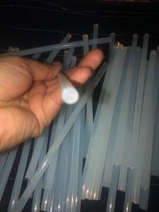 Clear Glue Stick payat  50 PCS - 7mm x 100 mm for Small Glue Gun - Transparent Adhesive Rods for Stationery and Craft Use
