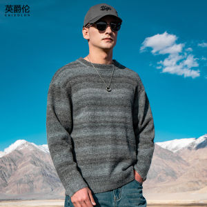 Enjeolon | Mens Soft Knit Sweater with Wool Gradient Stripes