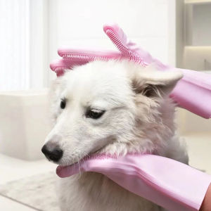 Pet Bath-Scrubber Gloves with Massage Comb Silicone Gloves Bathing Massaging for Dogs and Cats Pet Supplies Dogs and Cats Pet Supplies