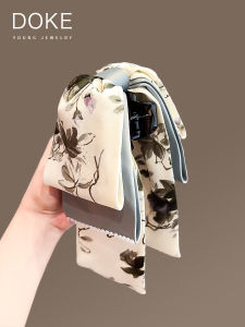 New Chinese Style Womens Hair Accessories Green Flower Butterfly Knot Flowing Tie Back Brain Ancient Fish Tail Clip Headwear