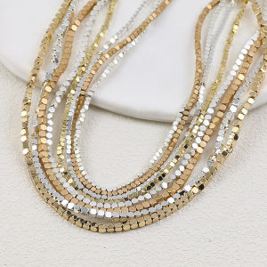 Hạt Đá Hematite Tự Nhiên Mạ Vàng Mờ Hình Vuông 2mm/3mm Hạt Rời Để Làm Đồ Trang Sức Tự Chế Vòng Tay Vòng Cổ Phụ Kiện