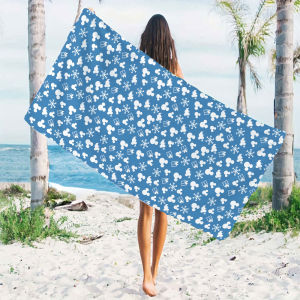 Blue Mickey Christmas Quick Drying Microfiber Beach Towel Lightweight for Swimming Camping Yoga - Bath Towel