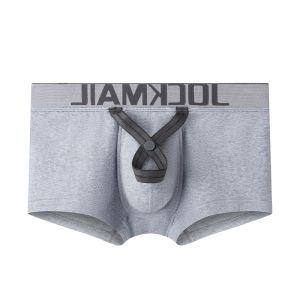 Jockmail Men Underwear Mens Ring Lifting Type Pure Cotton Boxer Brief Breathable and Loose Lantern Ring Boxer Adjustable