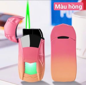 ( shop bán giá sỉ tặng phụ kiện) Bật lửa móc khóa mô hình siêu xe tia khè màu xanh lá cây chống gió. vỏ bằng kim loại shop tặng đầu bơm + thẻ bảo hành