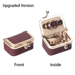 Royal Bagger Genuine Leather Mini Jewelry Box & Coin Purse Solid Color Kiss Lock Change Pouch Casual Style Small Storage Bag for Women 1894