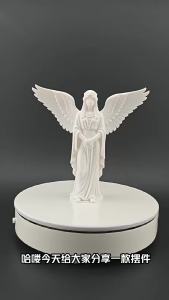 3D Printed White Gold Religious Angel Statue Praying Guardian Figurine for Home Entryway Decor Sympathy Gift