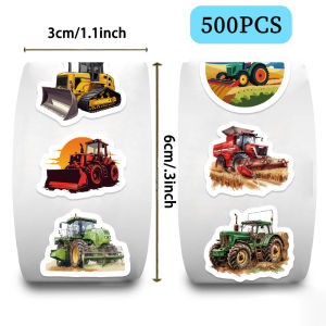 500PCS Cartoon Tractor Roll Stickers Skateboard Laptops Graffiti PVC Waterproof Aesthetic Community Dormitory Stickers