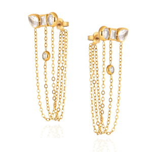 Stainless steel zircon pendant earrings - ear pendants that are water-resistant and color-resistant featuring a classic retro s