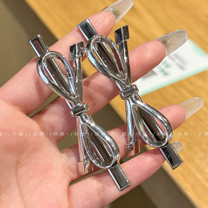Silver Butterfly Knot Side Hair Clip Womens Duckbill Clip Headwear Hair Accessories Y2K One Word Clip High-End Feeling