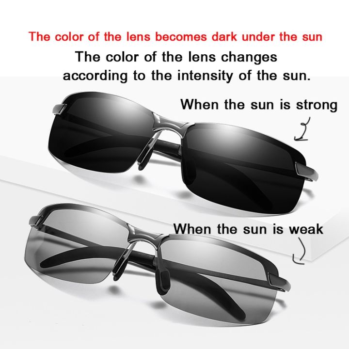 Photochromic Sunglasses Men Polarized Driving Glasses Change Color Sun