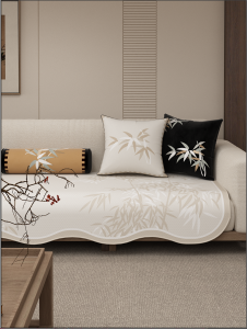 Modern Simplicity Chinese Style Bamboo Cushion Sofa Bedroom Bedding Living Room Decorative Pillow Velvet Material