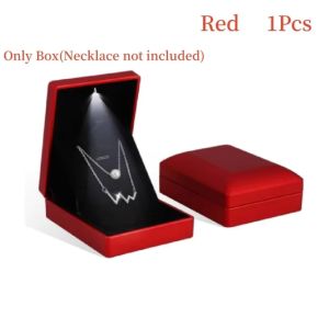 Jewelry Box Square Wedding Ring Case Pendant Box Gift Box With LED Light Valentines Day Present Engagement Wedding Ring Case