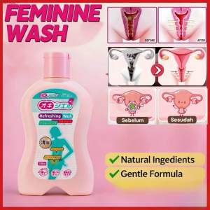 Feminine Wash Refreshing Wash Natural Ingredients Gentle Formula REFRESHING FEMALE WASH ANTI ODOR Penjagaan lembut cucian menyegarkan