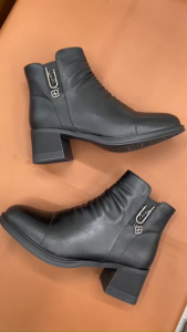 Boot Nữ Thời Trang Cao Cấp HT.NEO Da Êm Mềm Gót vuông Cao 5cm Thiết Kế Classic Sang Trọng  Lịch Thiệp