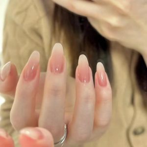 White Moon Nail Tips Cat Eye Design Wearable False Nails Removable Elegant Ice Transparent Perfect for White Hands Moon Love Letter