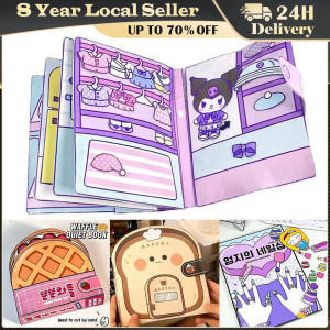 Paper Waffle Quiet Book Colorful Fried Chicken Cartoon Busy Book Convenience Store Handmade Toy Snack Bar Sticker Game Childrens Handmade Educational Toy Birthday Gift DIY Educational Puzzle Sticker Book Busy Book for Kids Halloween Christmas Themed Toys