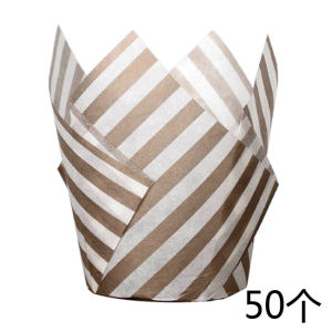 ทิวลิปรูปร่างถ้วยอบ 50 ชิ้นทนอุณหภูมิสูงน้ํามันทนเปลวไฟถ้วยกระดาษสําหรับเตาอบมัฟฟินอุปกรณ์เบเกอรี่
