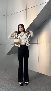 Clana Fit And Flare Pants Cutbray Scuba Pinggang Highwaist Bahan Stretch Melar Elastis Kulot Cutbray Scuba