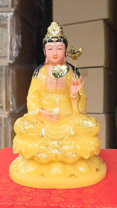 Tượng Đại Thế Chí Bồ Tát bằng đá nhập khẩu cao cấp cao 30cm – Vàng thạch anh