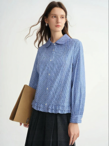 DUSHU | Plus Size Frilled Edge Ruffle Loose Fitting Easy-to-match Shirt