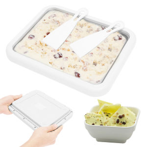 Rolled Ice Cream Tray DIY Frozen Yogurt Maker Trays with 2 Scrapers Portable Rolled Ice Cream Maker Kit for Home Ice-cream Tools