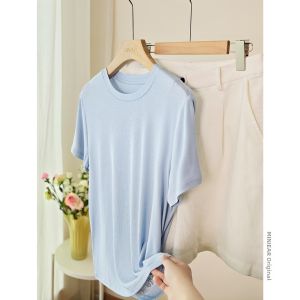 XIAOER | Lyocell Linen Round Neck Short Sleeve Loose Artistic T-Shirt