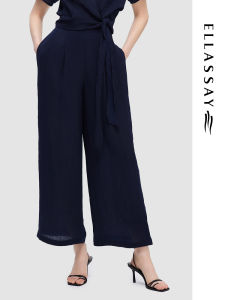 Elastic Wide Leg Casual Pants for Women Fashionable Autumn Winter New Style Commute Style Flat Zipper High Waist Long P06PR9 Q7GCIQ