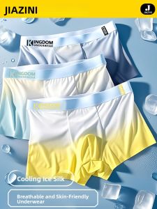 JIAZINI | Ice Silk Briefs Mens Summer Thin Antibacterial Breathable 2025 New Seamless Male Style Boxer Shorts Flat Angle Youth Underwear