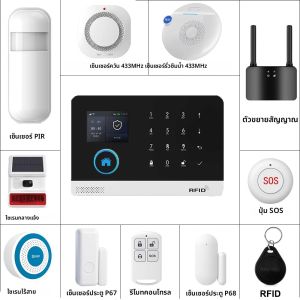Smart Home Tuya GSM 4G Wifi ระบบรักษาความปลอดภัยภายในบ้านไร้สายพร้อมเซ็นเซอร์ประตู Smart Life APP Control สําหรับ Alexa