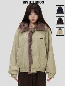 Retro American Cotton Parka with Fur Collar