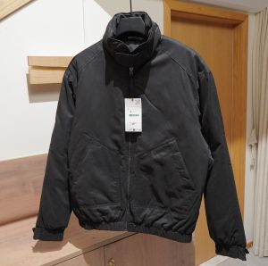 Áo Khoác Nam Màu Đen Chất Liệu Cotton Kiểu Dáng Thời Trang Âu Mỹ Cổ Đứng Dáng Ngắn Rộng Rãi Khóa Kéo Áo Khoác Công Sở.