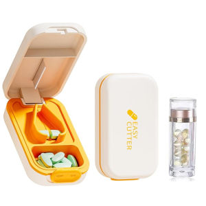 Travel Pill Splitter Cutting With Stainless Steel Blade Small or Large Pills in Half Pill Crusher Cuts Pills Vitamins Tablets