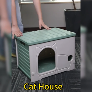 Lovinland Cat House for Outdoor Indoor Use Waterproof Cat Shelter with Woven Mat and Cotton Pad for Summer and Winter Use