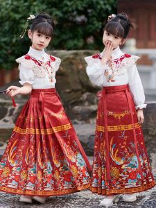 Summer New Style Girls Cheongsam Set Childrens Traditional Chinese Hanfu Clothing Korean Style Toddler Kids Outfits