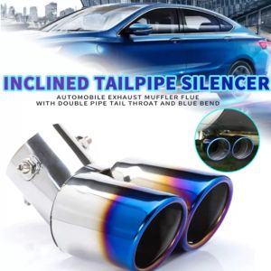 Pipa Ekor Ujung Knalpot Modif Mobil Racing Dua Lubang - EX-1025 - Silver Blue