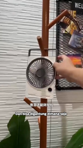 Kipas Angin Dekstop Stand Portable Mini USB 2400mah / Kipas Meja Lipat 180° LED Display 5 Speed
