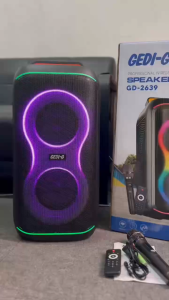 ลำโพงบลูทูธ รุ่น GD-2639 ฟรีไมค์ลอยและรีโมท ลำโพงดอก6.5นิ้ว2ดอกเสียบไมค์สายได้ ปรับDELAY ECHO TREBLE BASS เสียงเบสแน่น ลำโพงร้องคาราโอเกะ ลำโพงบลูทูธ รุ่น GD-2639 ฟรีไมค์ลอยและรีโมท ลำโพงดอก6.5นิ้ว2ดอกเสียบไมค์สายได้ ปรับDELAY ECHO TREBLE BASS เสียงเบสแน่